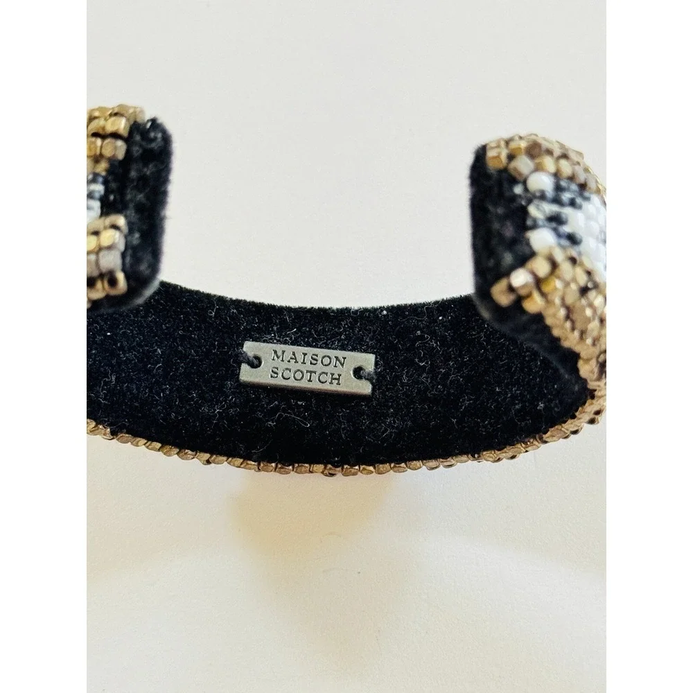 Maison Scotch Cuff Bangle Bracelet Beaded Glass Boho Statement OOAK Artisan Rare